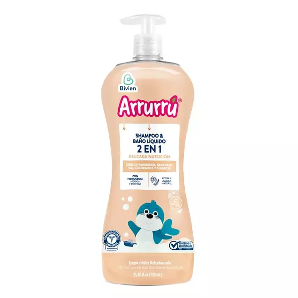 Shampoo Y Baño Liquido Arrurru 2 En 1 Avena