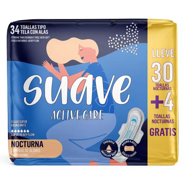 Toallas Higiénicas Suave Active Care Nocturnas